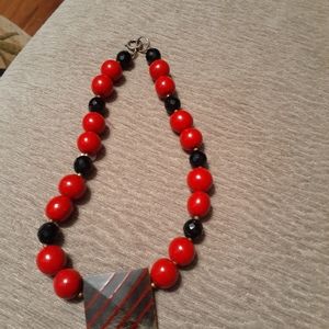 Red & Black Beaded Necklace